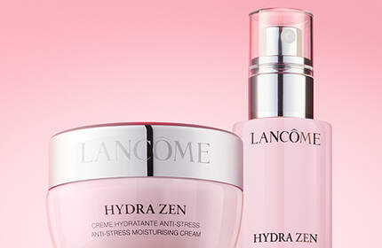 Crema hidratante Hydrazen de Lancome, presentada en un ambiente fresco y relajado.