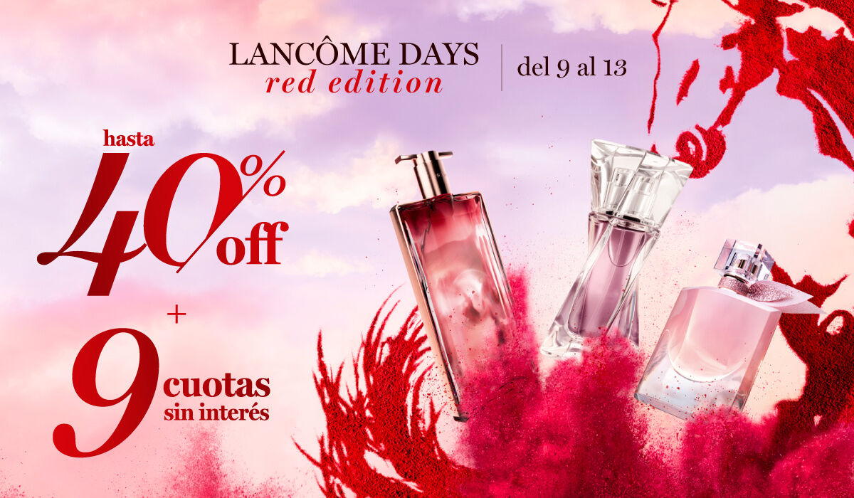 Fragancia Idole de Lancome, exhibida en un entorno moderno y elegante, reflejando su espiritu audaz y femenino.