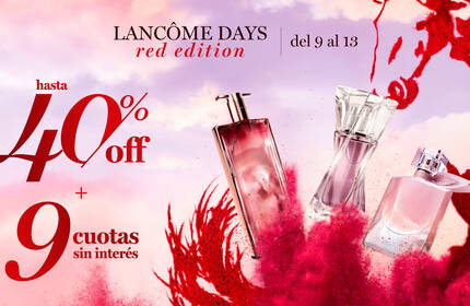 Fragancia Idole de Lancome, exhibida en un entorno moderno y elegante, reflejando su espiritu audaz y femenino.