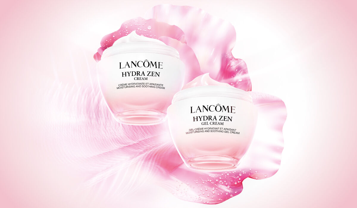 Crema hidratante Hydrazen de Lancome, presentada en un ambiente fresco y relajado.