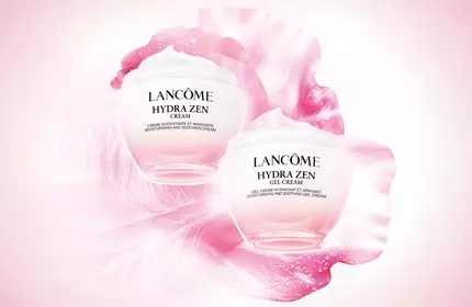 Crema hidratante Hydrazen de Lancome, presentada en un ambiente fresco y relajado.